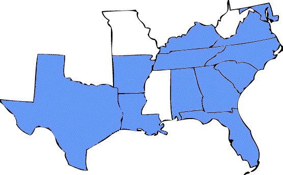 Image map of SRATE states with links to state
                    organizations.